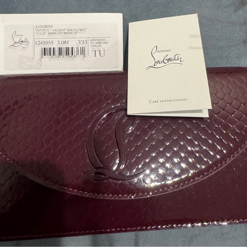 Christian Louboutin Burgundy Patent Clutch